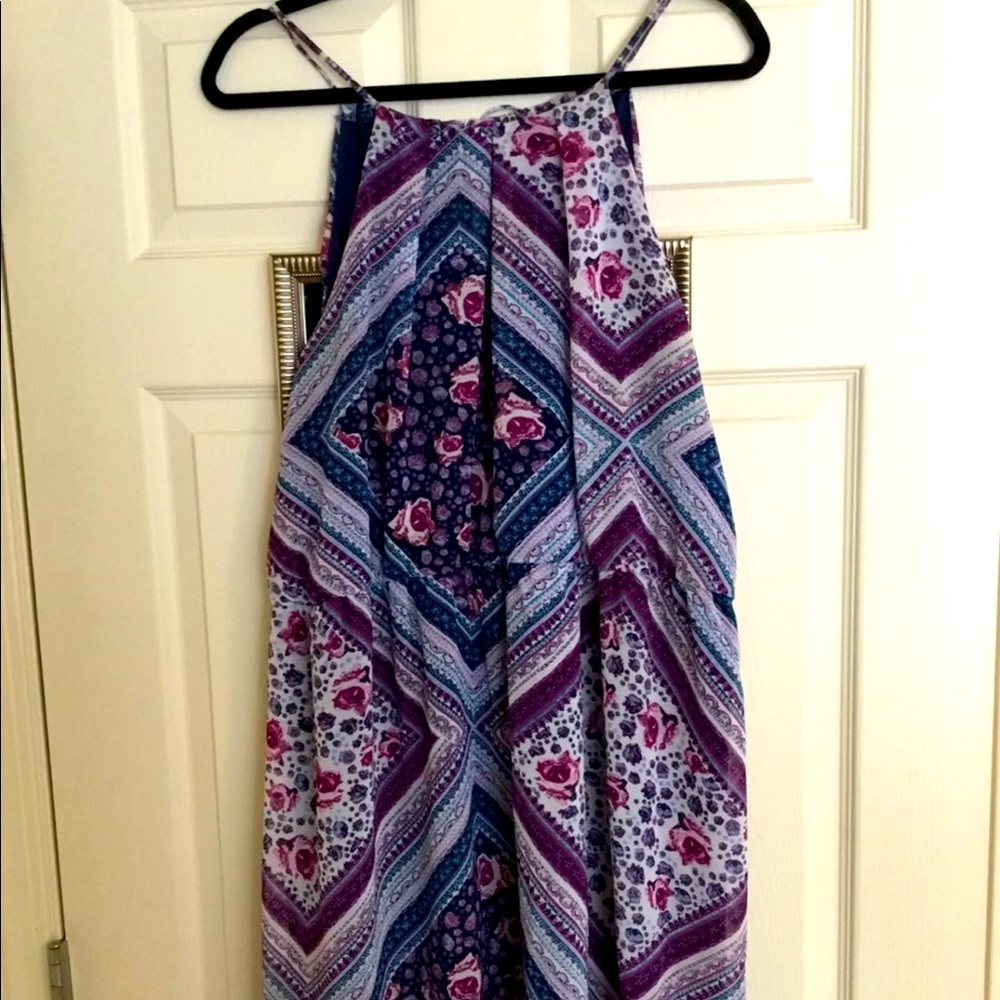 Purple and Blue Mini Halter Dress